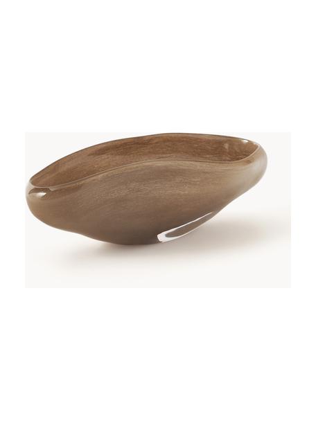 Handgemaakte decoratieve schaal Ashley van glas, Natronkalkglas, Taupe, B 43 x H 11 cm