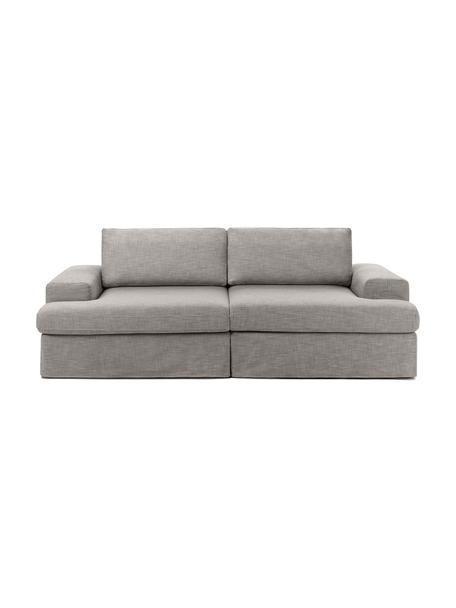 Sofa modułowa Russell (3-osobowa), Tapicerka: 100% bawełna Dzięki tkani, Stelaż: lite drewno sosnowe z cer, Nogi: tworzywo sztuczne, Szara tkanina, S 206 x W 77 cm