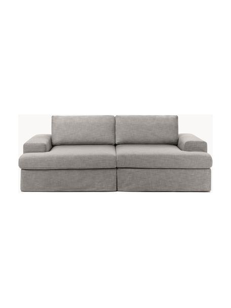 Divano componibile 3 posti con rivestimento sfoderabile Russell, Rivestimento: 100% cotone Con 50.000 ci, Struttura: legno di pino massiccio c, Gambe: plastica, Tessuto grigio, Larg. 206 x Prof. 103 cm