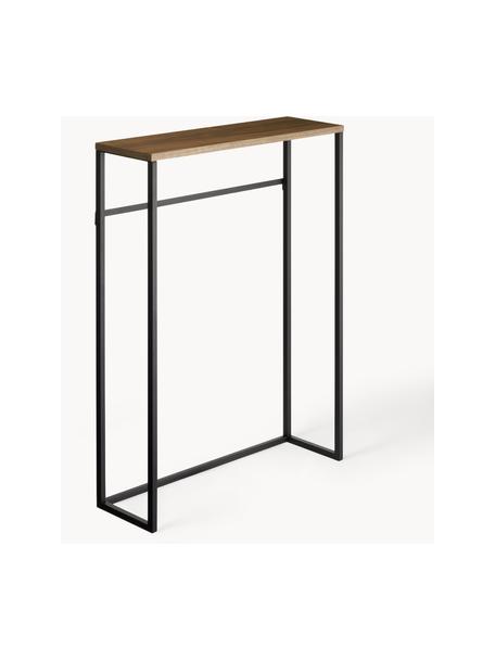 Smalle wandtafel Tower, Frame: gepoedercoat staal, Tafelblad: hout, Zwart, donker hout, B 60 x H 81 cm