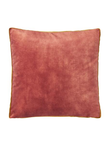 Zamatový vankúš s olemovaním Tia, Zamatová koralová, Š 40 x D 40 cm