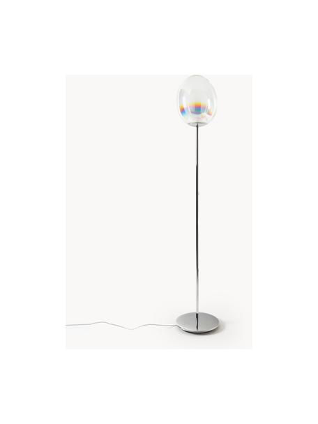 Grand lampadaire LED soufflé bouche Stellar Nebula, intensité lumineuse variable, Transparent irisé, argenté, haut. 190 cm