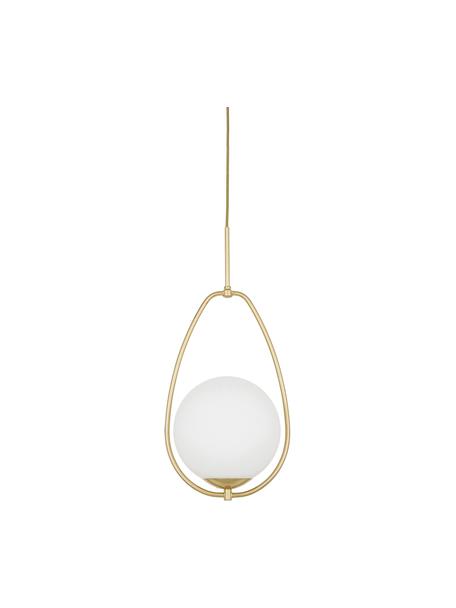Lampa wisząca ze szkła opalowego Avalon, Biały, odcienie złotego, Ø 23 x W 51 cm