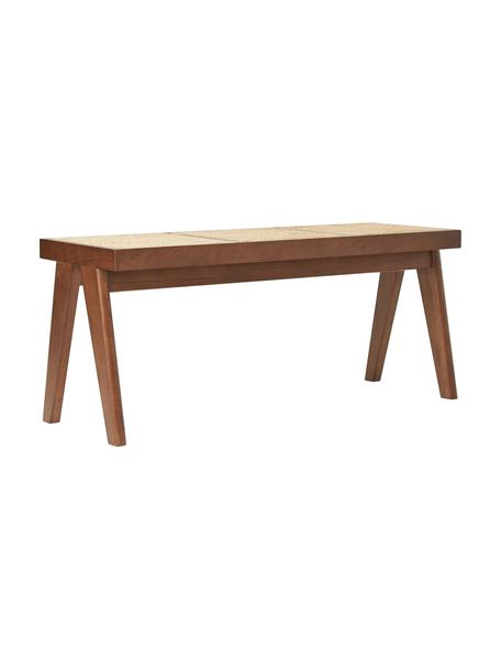 Sitzbank Sissi mit Wiener Geflecht, Gestell: Massives Eichenholz, Sitzfläche: Rattan, Rattan, dunkles Eichenholz, B 110 x H 48 cm