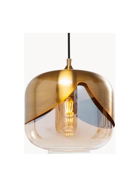 Kleine hanglamp Golden Goblet van glas, Baldakijn: vermessingd metaal, Messingkleurig, Ø 25 x H 25 cm