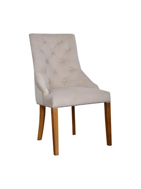 Krzesło tapicerowane z aksamitu Madam, Tapicerka: aksamit (100% poliester), Beżowy aksamit, S 56 x G 64 cm