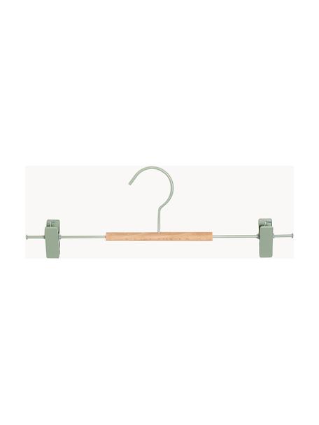 Kleerhanger Adult Clip, 5 stuks, Hout, gepoedercoat staal, Saliegroen, B 35 x H 12 cm