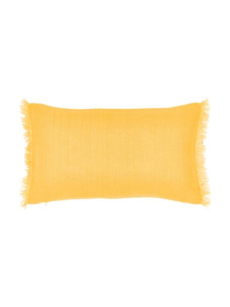 Linnen kussenhoes Luana in geel met franjes, 100% linnen

Linnen voelt van nature nogal ruw aan en heeft een natuurlijke kreukellook.
De hoge scheursterkte maakt linnen slijtvast en duurzaam., Geel, B 30 x L 50 cm