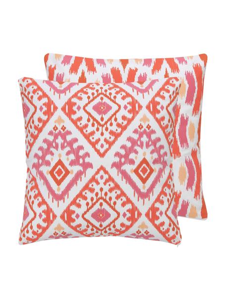 Dwustronna poszewka na poduszkę w stylu boho Yuna, 100% bawełna z certyfikatem GOTS, Czerwony, biały, 45 x 45 cm