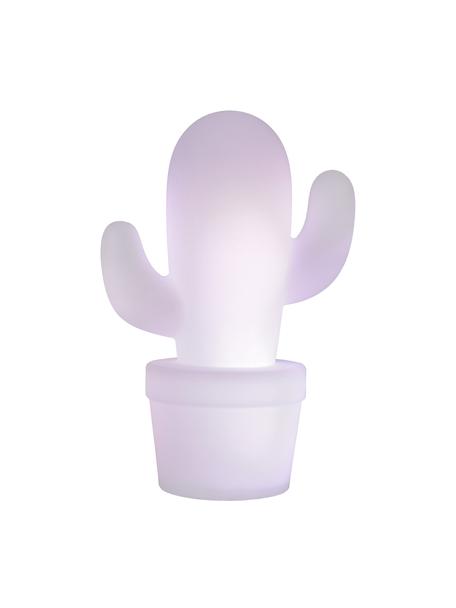 Mobile Dimmbare LED-Außentischlampe Cactus, Weiß, Schwarz, Ø 11 x H 33 cm