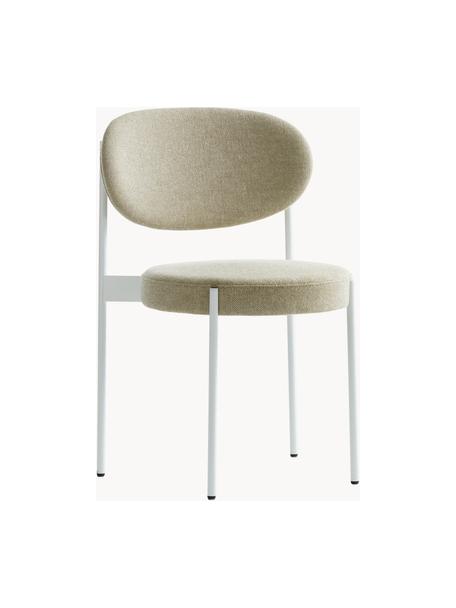 Sedia imbottita in lana Series 430, design Verner Panton, Rivestimento: 70% lana, 30% viscosa, Struttura: metallo rivestito, Lana beige, bianco, Larg. 52 x Prof. 54 cm