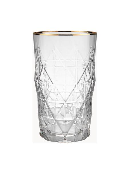 Verres à long drink avec motif texturé Upscale, 6 pièces, Verre, Transparent, doré, Ø 8 x haut. 14 cm, 460 ml