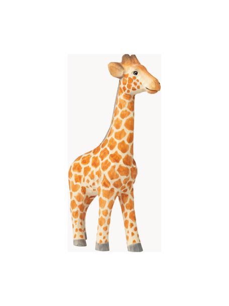 Girafe de jeu artisanale Animal, Bois de tremble, Orange, jaune, larg. 13 x haut. 22 cm