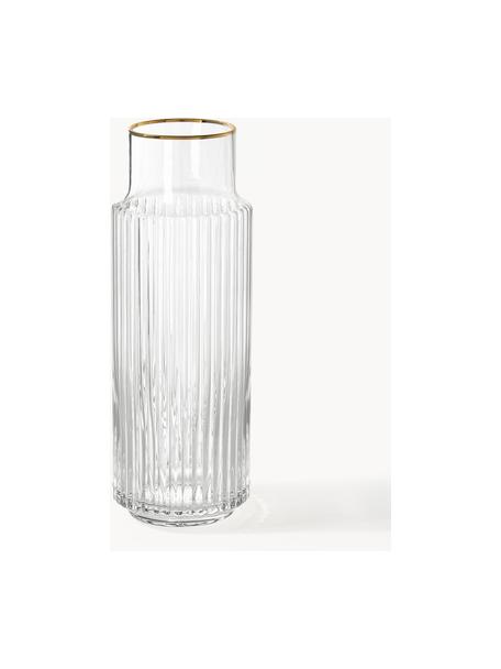 Caraffa per acqua in vetro soffiato con bordo dorato Aleo, 1 L, Vetro sodico-calcico, Trasparente con bordo dorato, 1 L