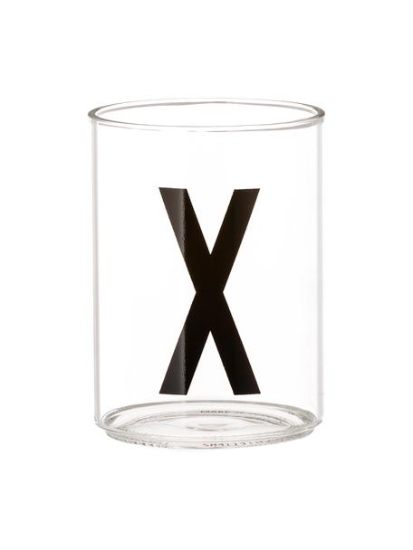 Bicchiere acqua di design in vetro con lettera Personal (varianti dalla A alla Z), Vetro borosilicato, Trasparente, nero, Bicchiere per l'acqua X, 300 ml