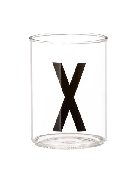 Design Wasserglas Personal mit Buchstaben (Varianten von A bis Z), Borosilikatglas, Transparent, Schwarz, Wasserglas X, 300 ml