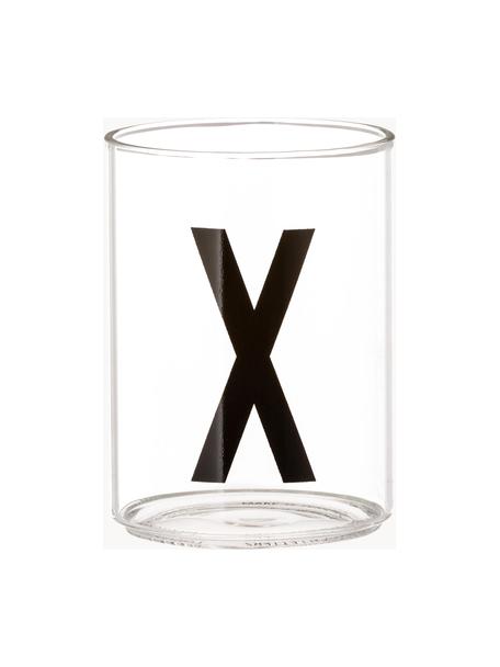 Designová sklenice Personal (varianty od A do Z), Borosilikátové sklo, Transparentní, černá, Sklenice X, 300 ml