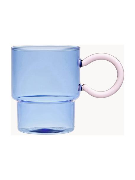 Tasses en verre The Belle, 2 pièces, Verre, Bleu, rose clair, Ø 13 x haut. 10 cm, 330 ml