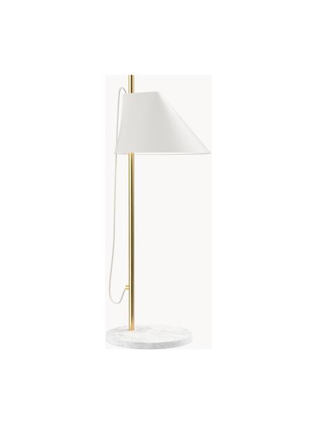 Grande lampe à poser LED à intensité variable avec fonction minuterie Yuh, Blanc, marbré, laiton, Ø 20 x haut. 61 cm