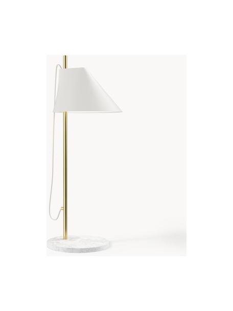 Grande lampe à poser LED à intensité variable avec fonction minuterie Yuh, Blanc, marbré, laiton, Ø 20 x haut. 61 cm