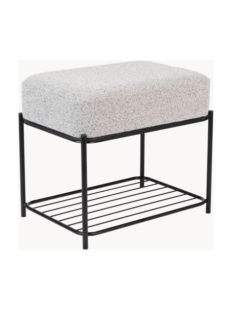 Bouclé gestoffeerde kruk Milou met plank, Bekleding: 100% polyester Met 50.000, Frame: MDF, gepoedercoat metaal, Bouclé lichtgrijs, B 50 x H 45 cm