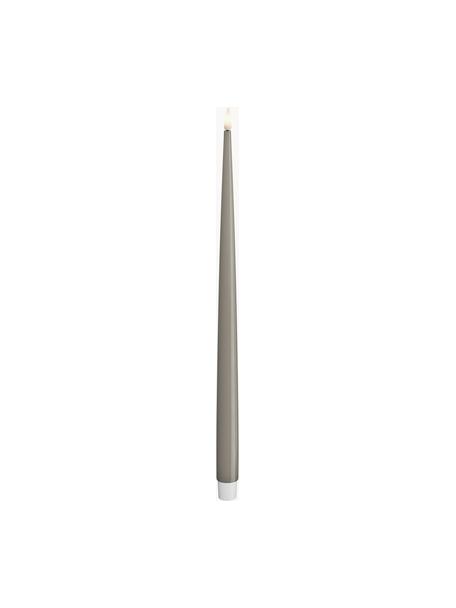 Handgefertigte LED-Stabkerzen Real Flame, H 38 cm, 2 Stück, Kunststoff mit Harzoberfläche, Greige, H 38 cm