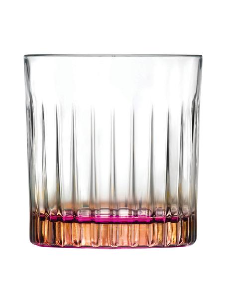 Szklanka z dwukolorowego szkła kryształowego Gipsy, 6 szt., Szkło kryształowe Luxion, Transparentny, odcienie miedzi, różowy, Ø 8 x W 9 cm, 300 ml