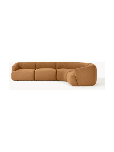 Narożna sofa modułowa bouclé Sofia (4-osobowa), Tapicerka: bouclé (100% poliester) D, Stelaż: drewno świerkowe z certyf, Nogi: tworzywo sztuczne, Jasnobrązowy bouclé, S 318 x G 298 cm