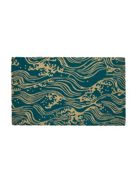 Rohožka Waves, Kokosové vlákna, Petrolejová, béžová, Š 45 x D 75 cm