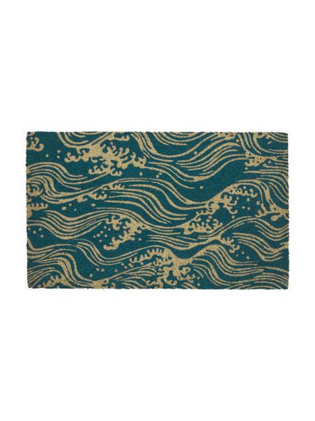 Deurmat Waves, Kokosvezels, Lichtgrijs, zonnengeel, B 45 x L 75 cm