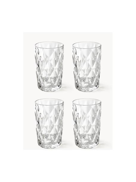 Longdrinkglazen Colorado met structuurpatroon, 4 stuks, Glas, Transparant, Ø 8 x H 13 cm, 310 ml