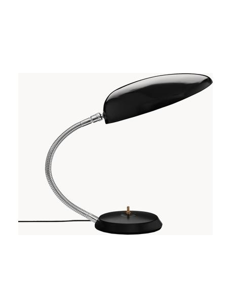 Nastaviteľná stolová lampa Cobra, Pochrómovaná oceľ, hliník, práškový náter, Čierna, Š 29 x V 35 cm