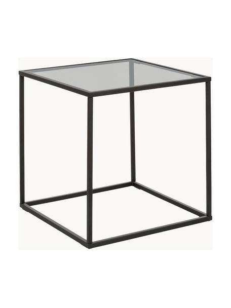 Stolik pomocniczy ze szklanym blatem Maya, Blat: szkło hartowane, Stelaż: metal malowany proszkowo, Czarny, transparentny, S 45 x W 50 cm