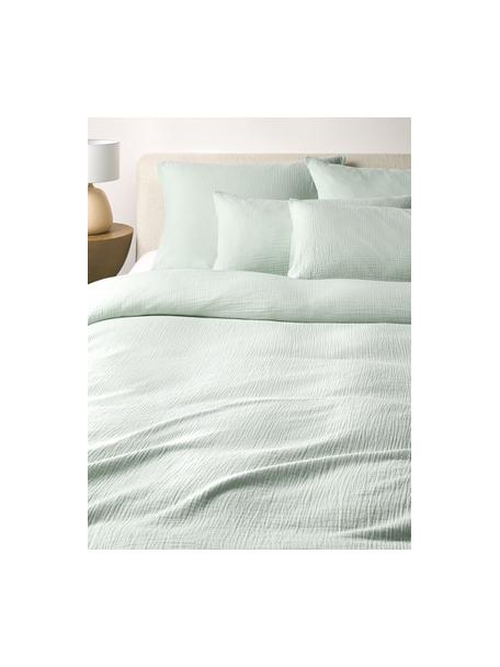 Funda nórdica de muselina Odile, Verde salvia, Cama 90 cm (An 155 x L 220 cm)