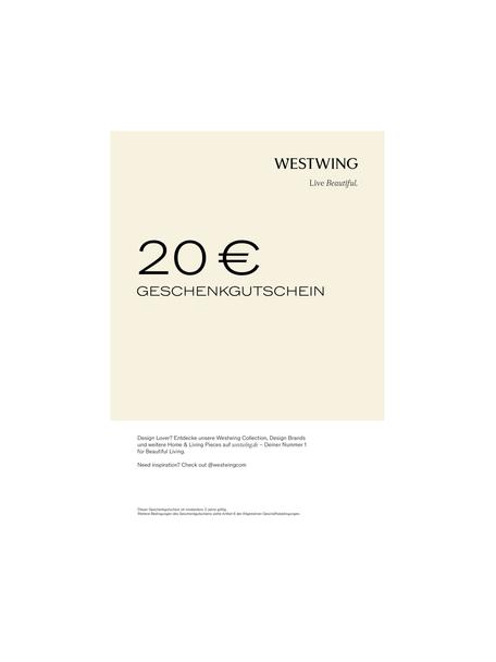 Gutschein zum Ausdrucken, Digitaler Gutschein zum selbst Ausdrucken und sofort verwenden! 
Nach Zahlungseingang erhältst Du direkt eine E-Mail mit dem Link zu Deinem Gutschein. Du kannst einfach die PDF-Datei abspeichern und ausdrucken., Cremeweiß, Schwarz, 20