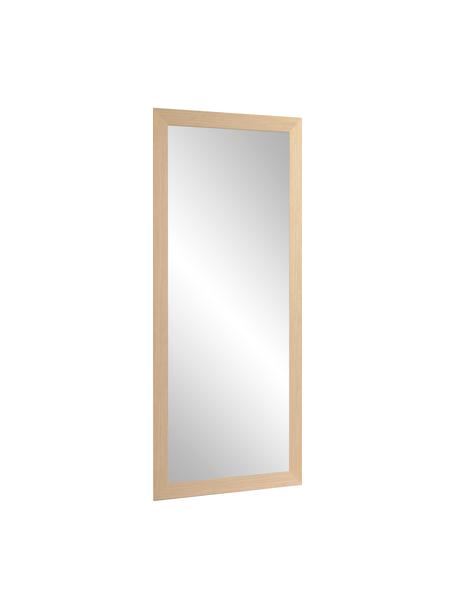 Specchio rettangolare da parete con cornice in legno marrone chiaro Yvaine, Cornice: legno, Superficie dello specchio: lastra di vetro, Beige, Larg. 81 x Alt. 181 cm