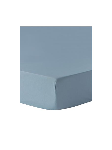 Lenzuolo con angoli topper in cotone percalle Elsie, Blu, Larg. 90 x Lung. 200 cm, Alt. 15 cm