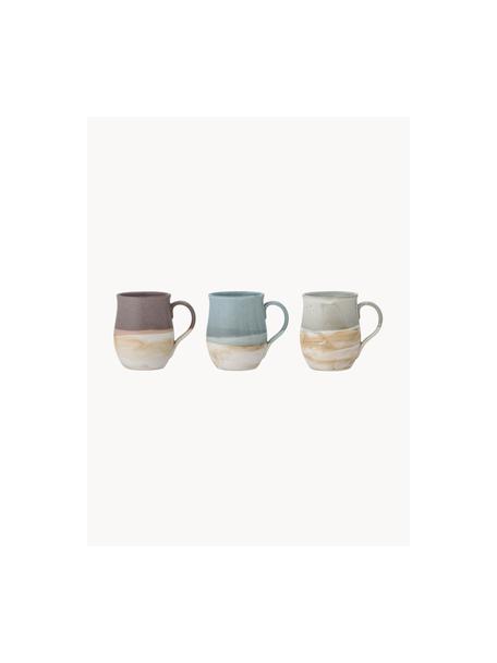 Handgefertigte Tassen Ash mit Farbverlauf, 3er-Set, Steingut, Taupe, Graublau, Beigetöne, Ø 8 x H 11 cm, 450 ml