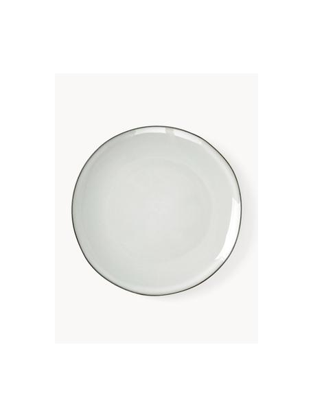 Handgemachte Speiseteller Thalia, 2 Stück, Steinzeug, Hellblau mit dunklem Rand, Ø 28 x H 3 cm