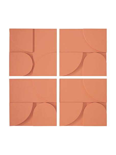 Decoración de pared de madera Massimo, 4 uds., Tablero de fibras de densidad media (MDF), Naranja, An 80 x Al 80 cm