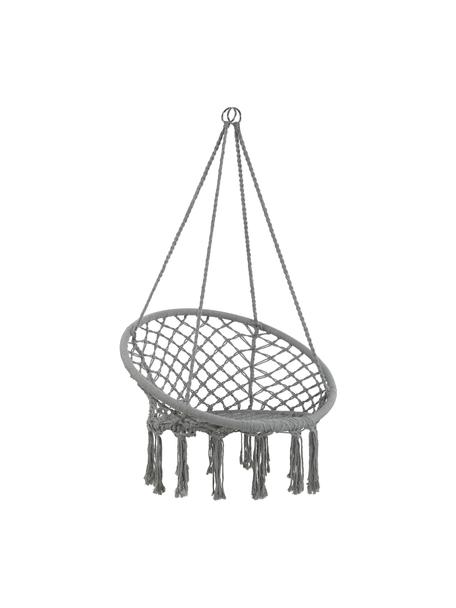 Fotel wiszący z frędzlami Bang, Stelaż: stal, Szary, Ø 91 x W 128 cm
