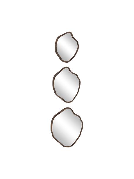 Set de espejos de pared con forma orgánica Bello, 3 uds., Espejo: cristal, Estructura: madera de mango, Parte trasera: tablero de fibras de dens, Madera de mango, Set de diferentes tamaños