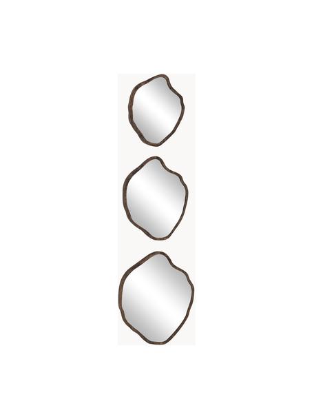 Set de espejos de pared con forma orgánica Bello, 3 uds., Espejo: cristal, Estructura: madera de mango, Parte trasera: tablero de fibras de dens, Madera clara, Set de diferentes tamaños
