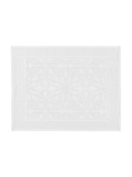 Baumwoll-Badvorleger Hammam mit Hoch-Tief-Muster, 100% Baumwolle, Weiß, B 60 x L 80 cm