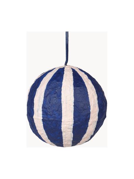 Boules de Noël Sphere, Ø 8 cm, 3 pièces, Pâte de coton, Blanc cassé, bleu foncé, Ø 8 cm