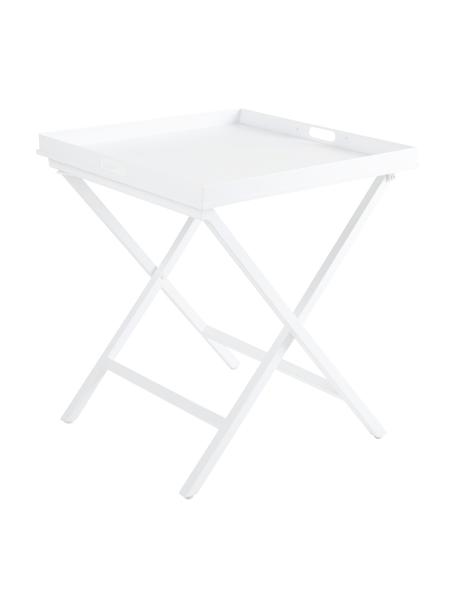 Inklapbaar dienbladtafel Vero in wit, Gecoat aluminium, Mat wit, 60 x 70 cm