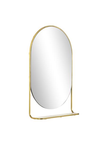 Owalne lustro ścienne z półką z marmuru Verena, Odcienie złotego, S 60 x W 90 cm