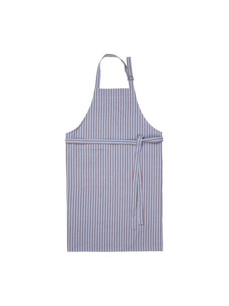 Gestreept schort Strips van katoen, 100% katoen, Bruin, blauw, B 97 x L 70 cm