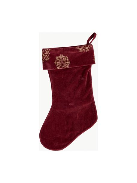 Calza di Natale in velluto Stassia, Velluto (100% cotone), Vino rosso, dorato, Larg. 23 x Alt. 38 cm