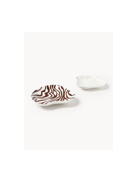 Komplet tac dekoracyjnych z porcelany Zuri, 2 elem., Porcelana, Ciemny brązowy, złamana biel, biały, Komplet z różnymi rozmiarami